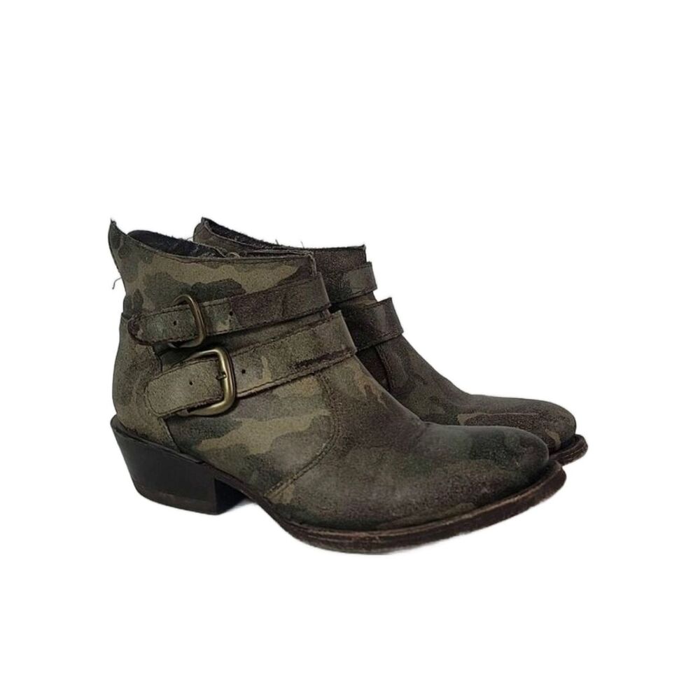 Cofi Camo Military Print Leather Women's Ankle Boots